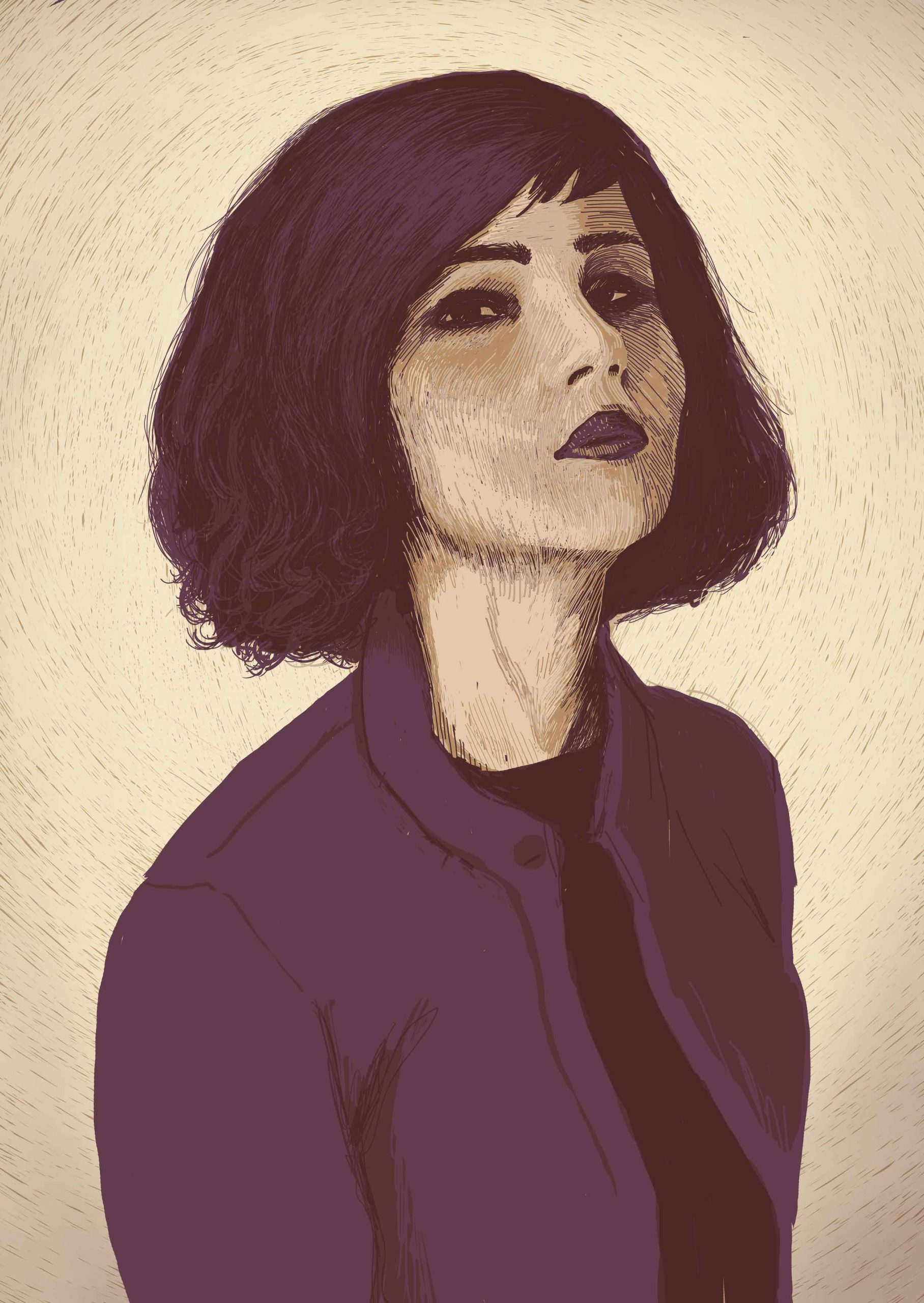 Portrait of a young woman – Digital Illustration Portrait of Olivia Merilahti, a Finnish-French singer and composer. Digital Illustration