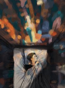 The Trick – A Poem by Imtiaz Dharker about the feeling of love and the imagination in the sleep, when the loved one is absent. The Trick – Digital Illustration. The Trick – limited Fine Art Print