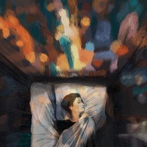 The Trick – A Poem by Imtiaz Dharker about the feeling of love and the imagination in the sleep, when the loved one is absent. The Trick – Digital Illustration. The Trick – limited Fine Art Print