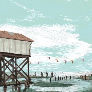 In times, where travel is rather difficult, people choose a destination closer by. Here is some beautiful German destination – the North Sea – Digital Illustration North Sea – limited Fine Art Print